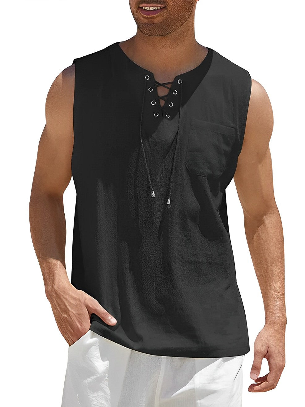 Camiseta sin mangas para hombre | Comodidad fresca de verano y cuello en V elegante