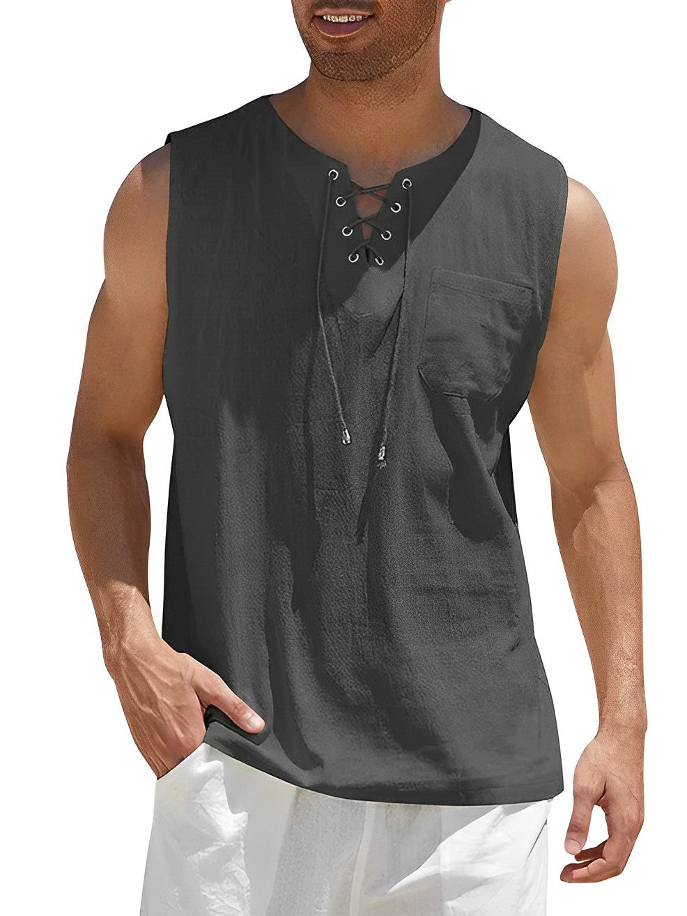Camiseta sin mangas para hombre | Comodidad fresca de verano y cuello en V elegante