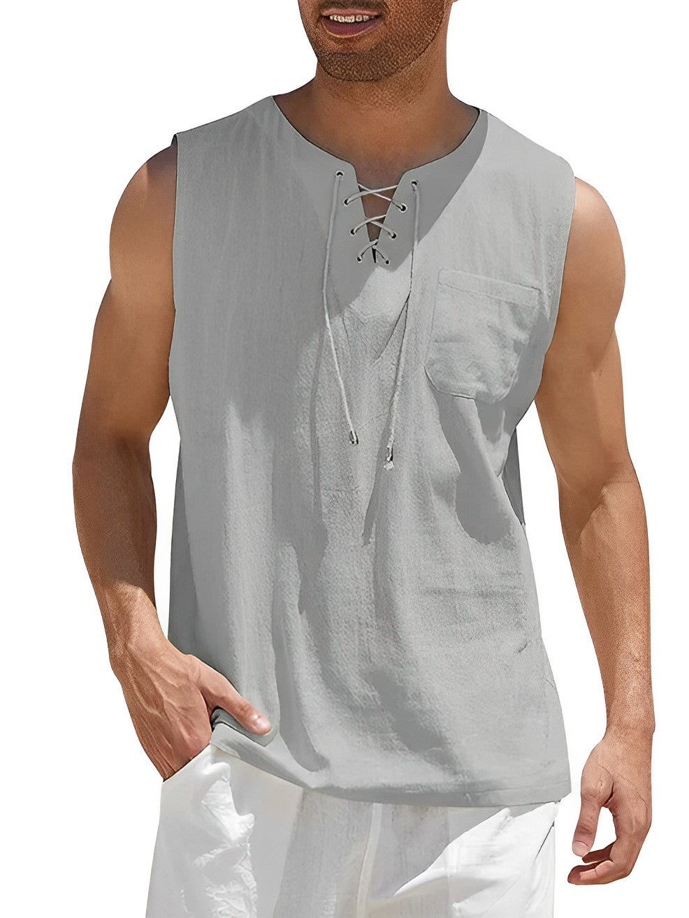 Camiseta sin mangas para hombre | Comodidad fresca de verano y cuello en V elegante