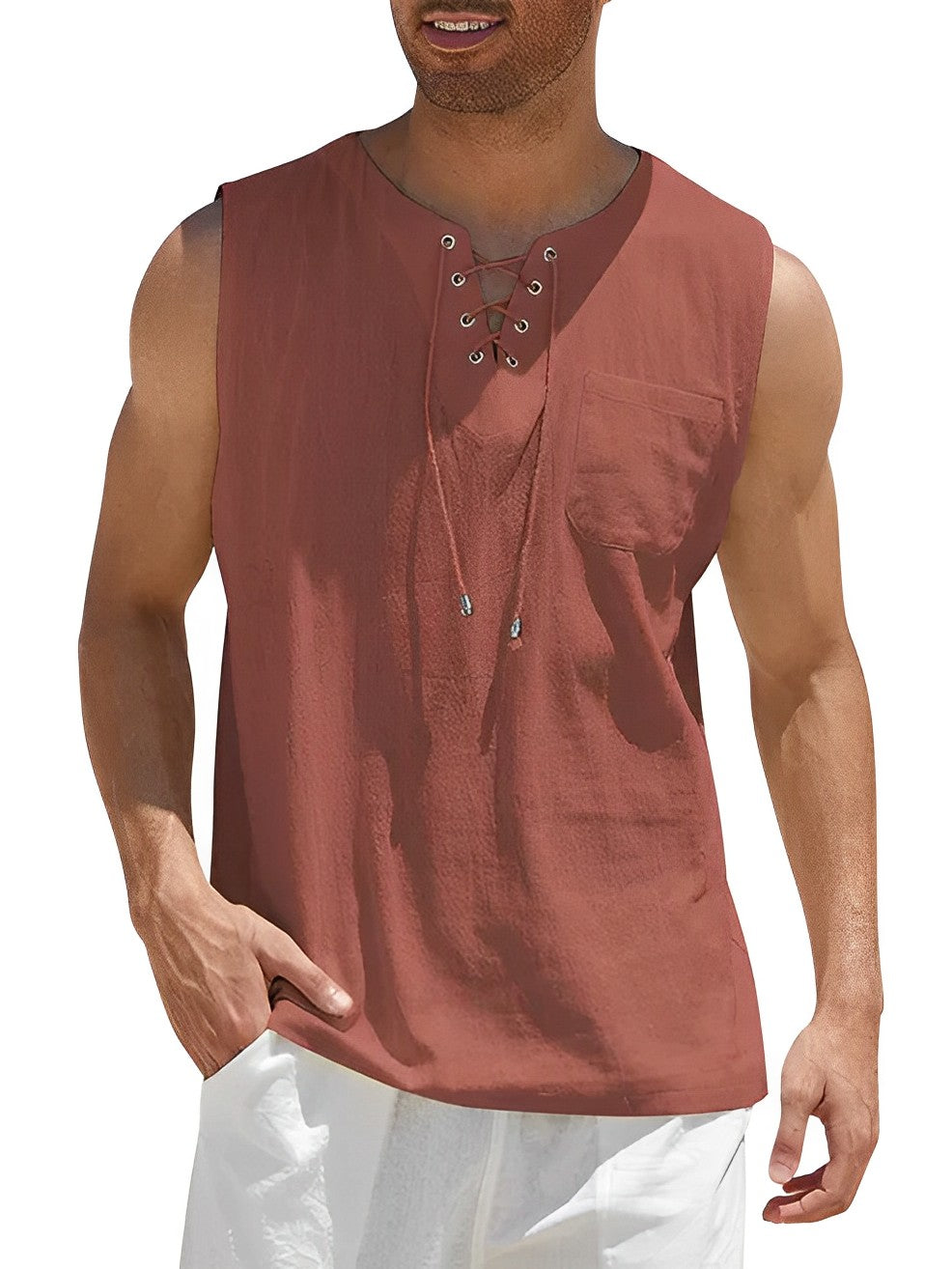 Camiseta sin mangas para hombre | Comodidad fresca de verano y cuello en V elegante