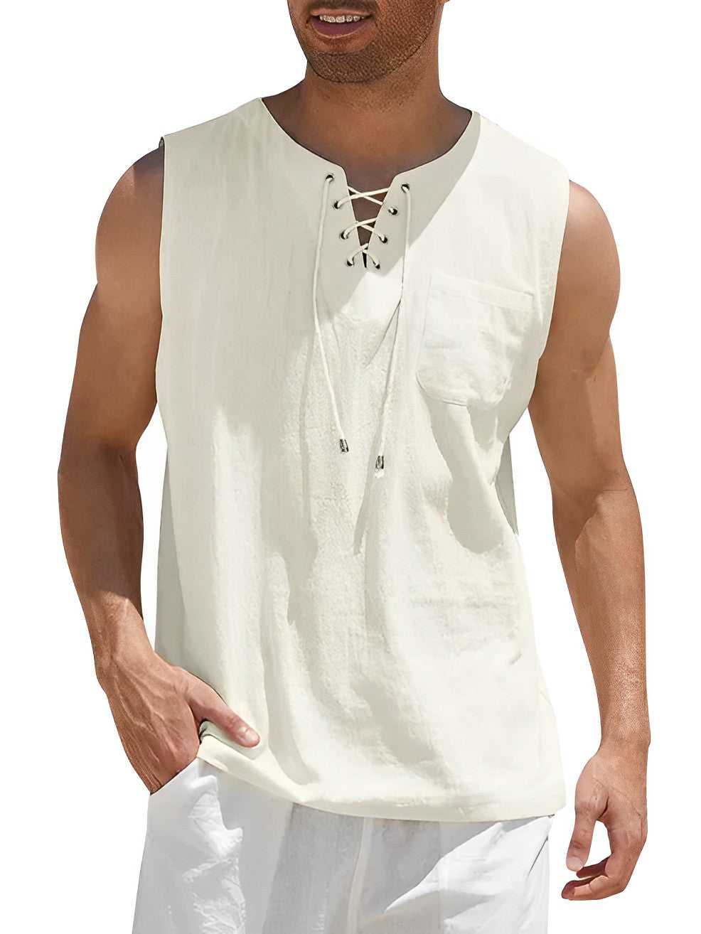 Camiseta sin mangas para hombre | Comodidad fresca de verano y cuello en V elegante