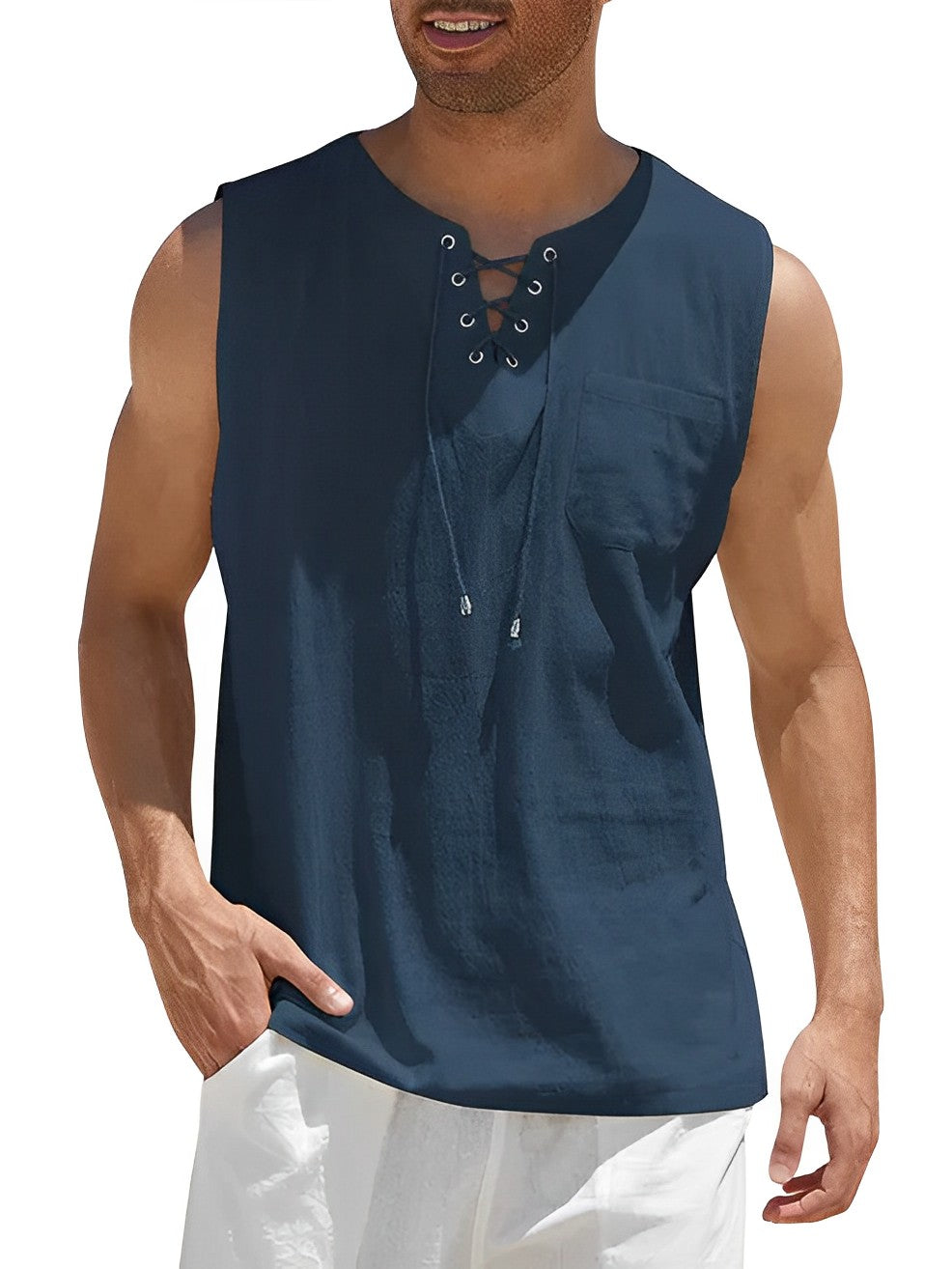 Camiseta sin mangas para hombre | Comodidad fresca de verano y cuello en V elegante