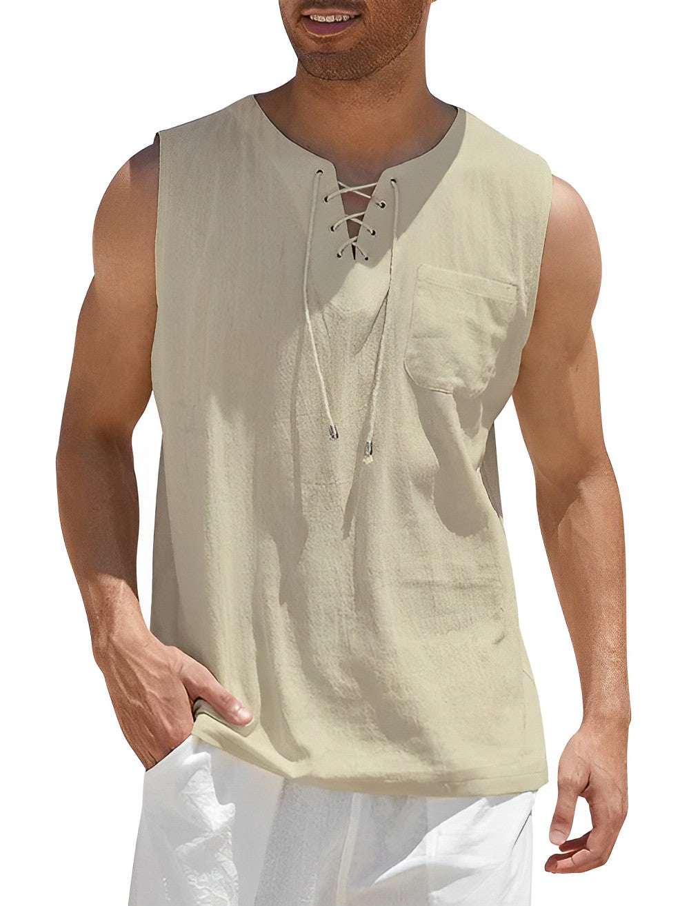 Camiseta sin mangas para hombre | Comodidad fresca de verano y cuello en V elegante
