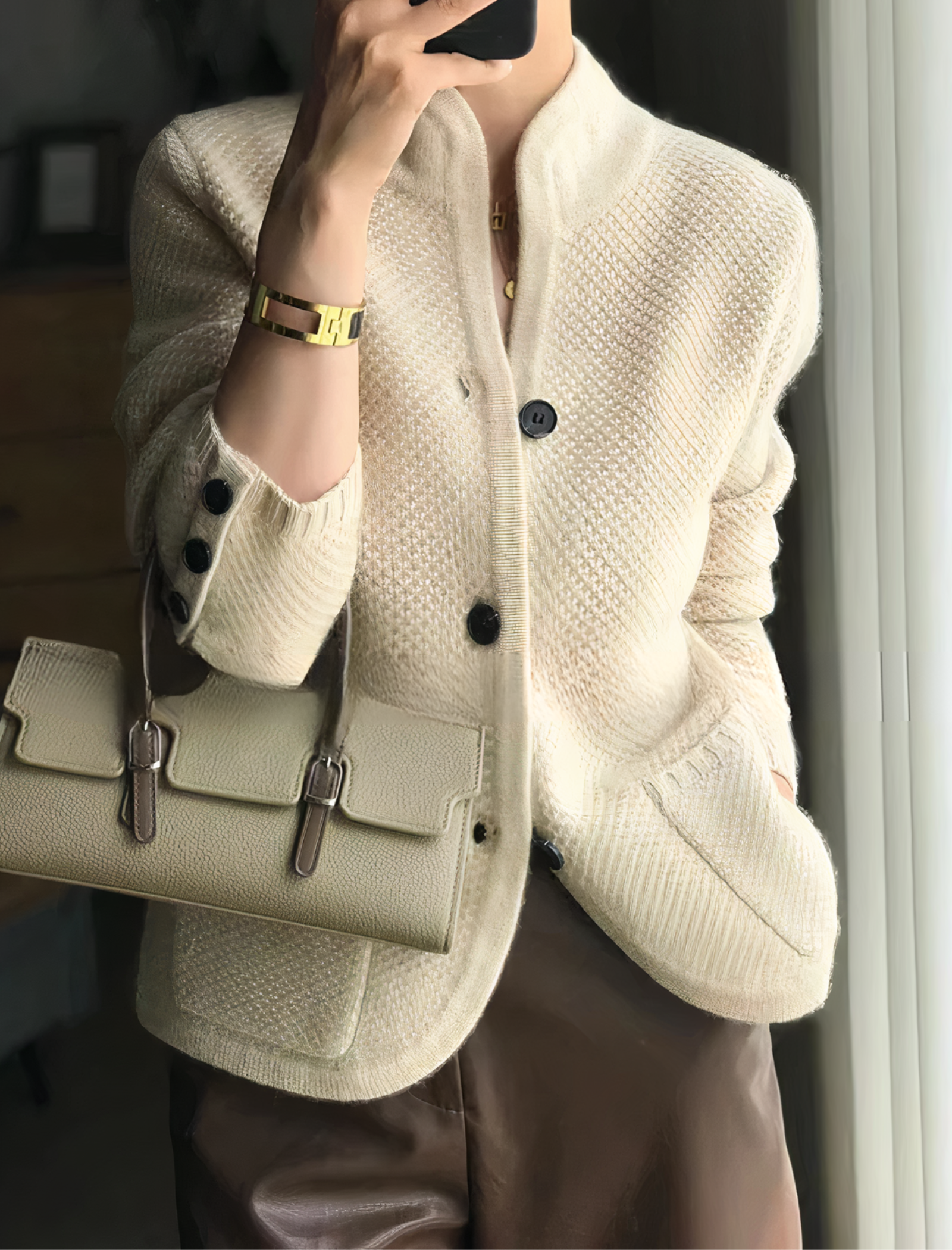Cárdigan de cachemira con botones para mujer de estilo elegante