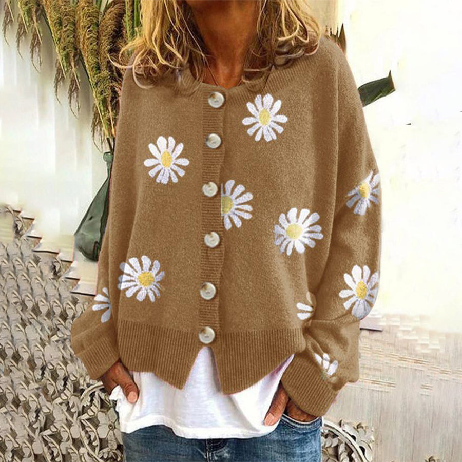 Cárdigan de punto oversized para mujer con botones frontales