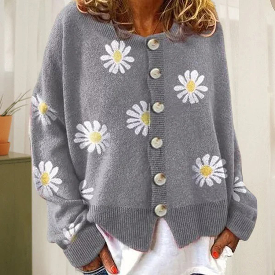 Cárdigan de punto oversized para mujer con botones frontales
