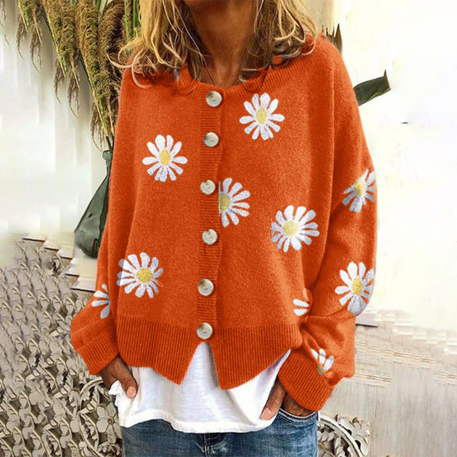 Cárdigan de punto oversized para mujer con botones frontales