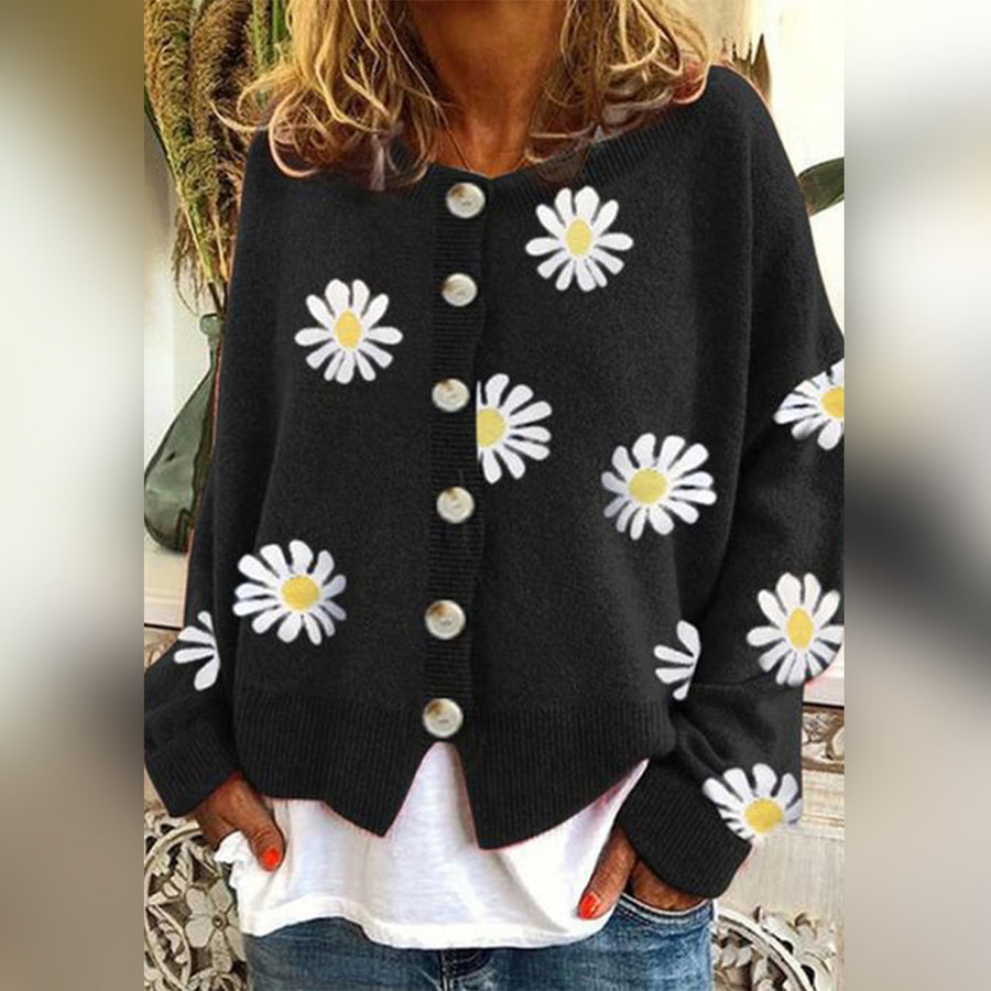 Cárdigan de punto oversized para mujer con botones frontales