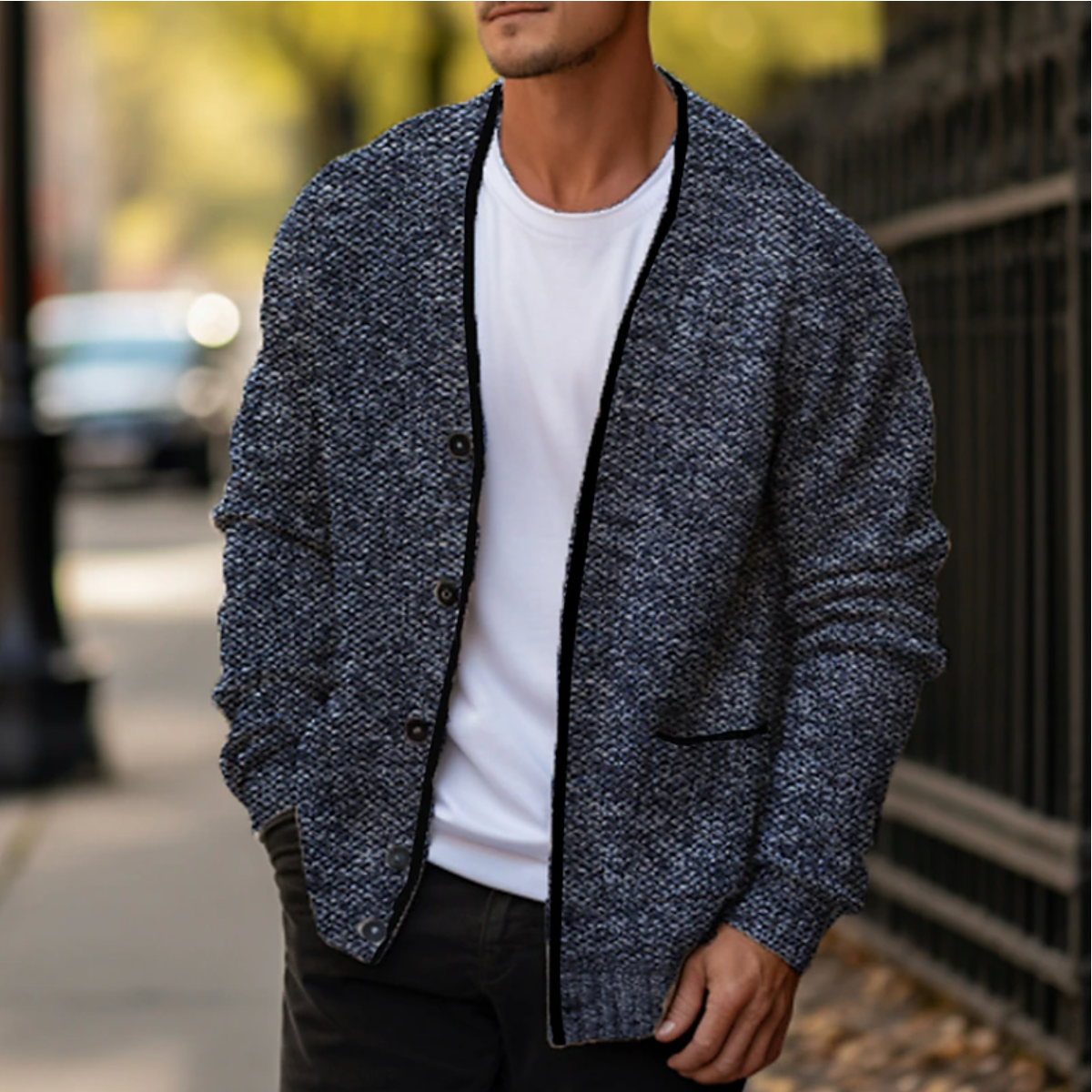 Cárdigan de punto para hombre con botones