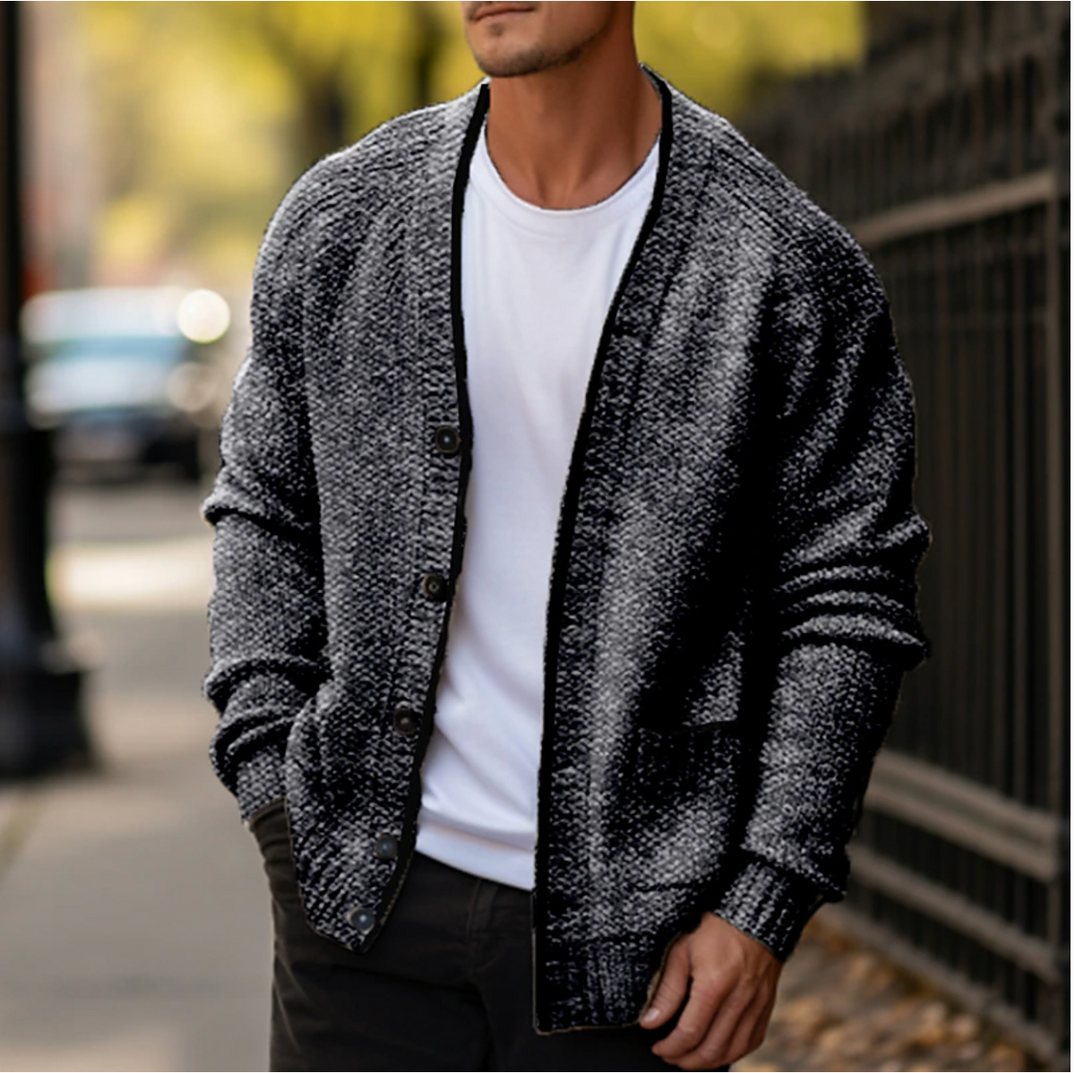 Cárdigan de punto para hombre con botones