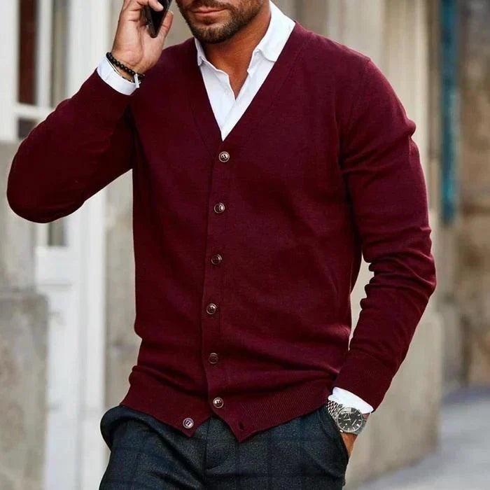 Cárdigan para Hombre con Cuello en V y Botones