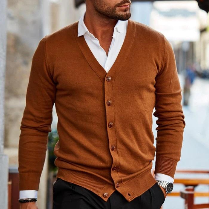 Cárdigan para Hombre con Cuello en V y Botones