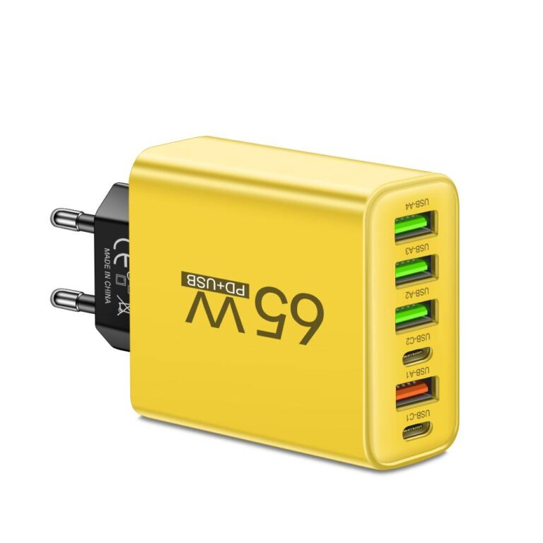 Cargador USB de 65 W con seis puertos para oficina, hogar y viajes