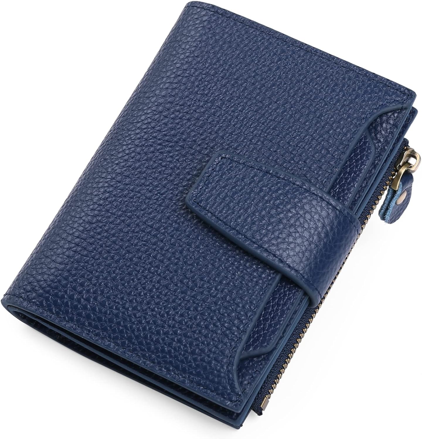 Cartera compacta de piel auténtica con múltiples bolsillos