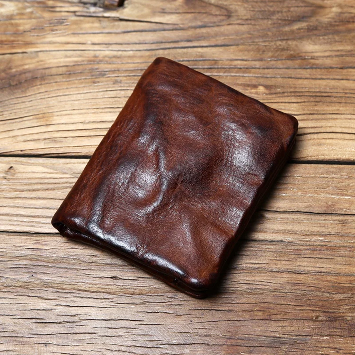 Cartera de Cuero Flor Completa con Pátina