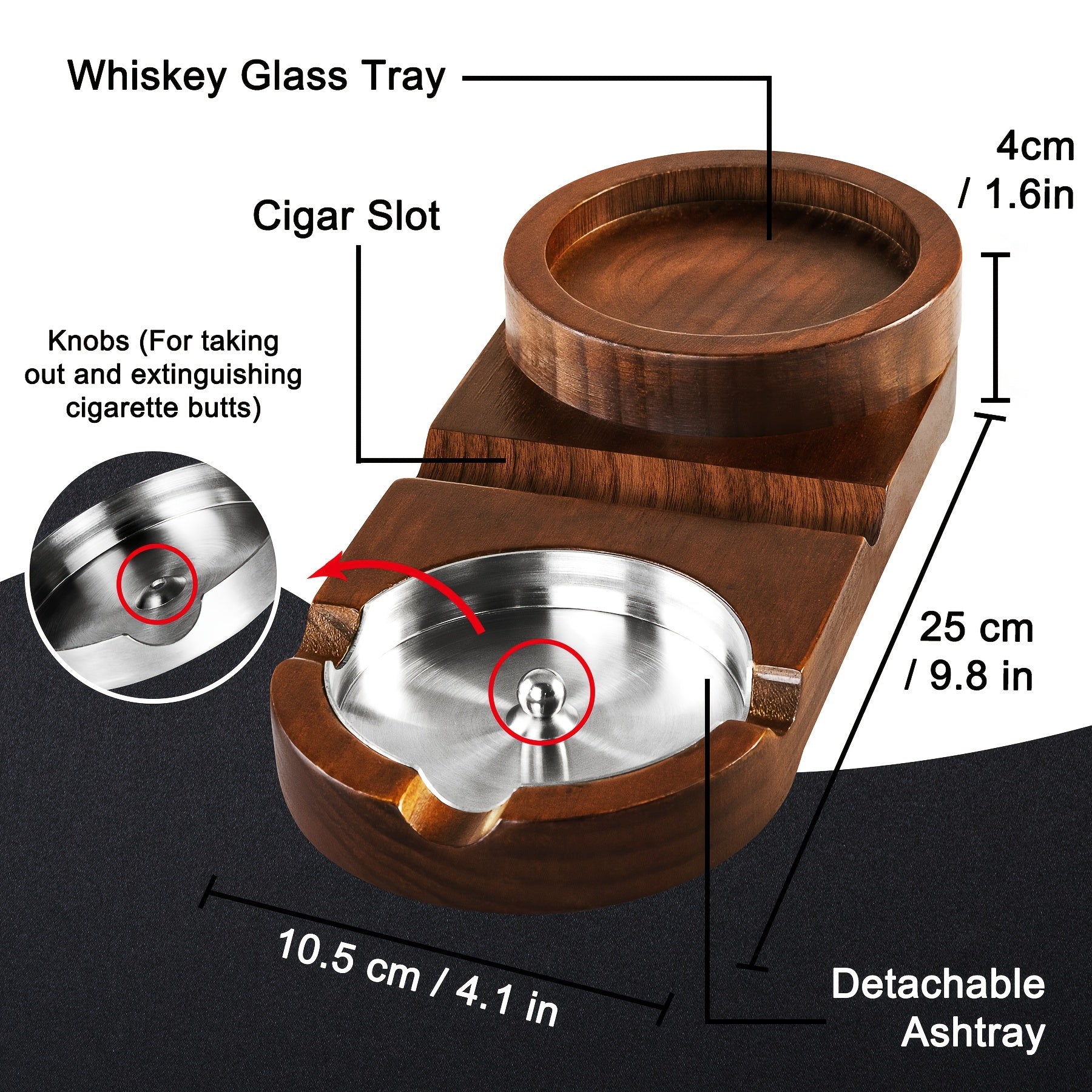Cenicero Creativo para Puros y Bandeja para Vaso de Whisky - Regalo Ideal para el Día del Padre o Regalo Empresarial