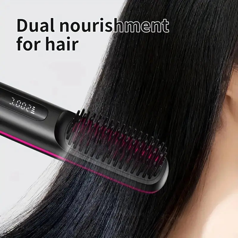Cepillo alisador y moldeador de pelo portátil | Cabello suave y saludable en cualquier lugar