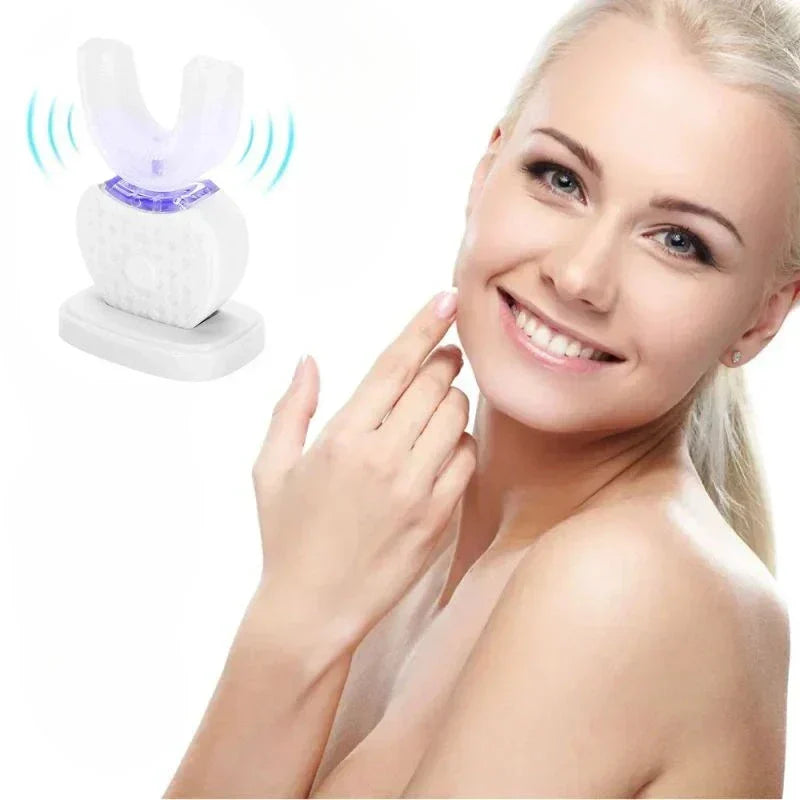 Cepillo de dientes ultrasónico blanqueador con resultados de limpieza visibles