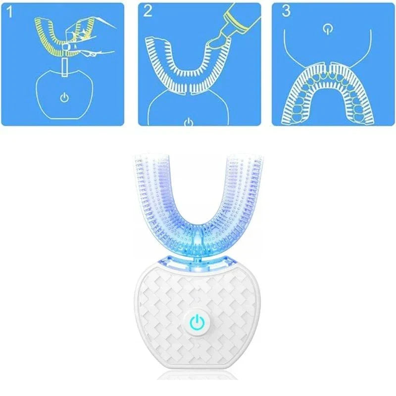 Cepillo de dientes ultrasónico blanqueador con resultados de limpieza visibles
