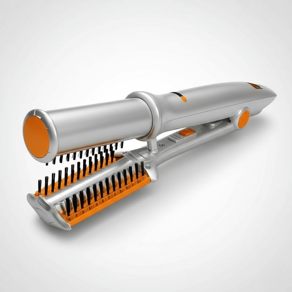 Cepillo para cabello giratorio 2 en 1 - Peinado y alisado - Diseño recargable
