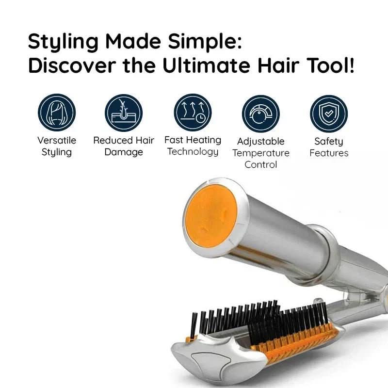 Cepillo para cabello giratorio 2 en 1 - Peinado y alisado - Diseño recargable