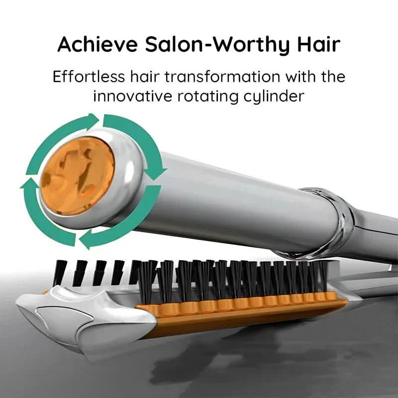 Cepillo para cabello giratorio 2 en 1 - Peinado y alisado - Diseño recargable