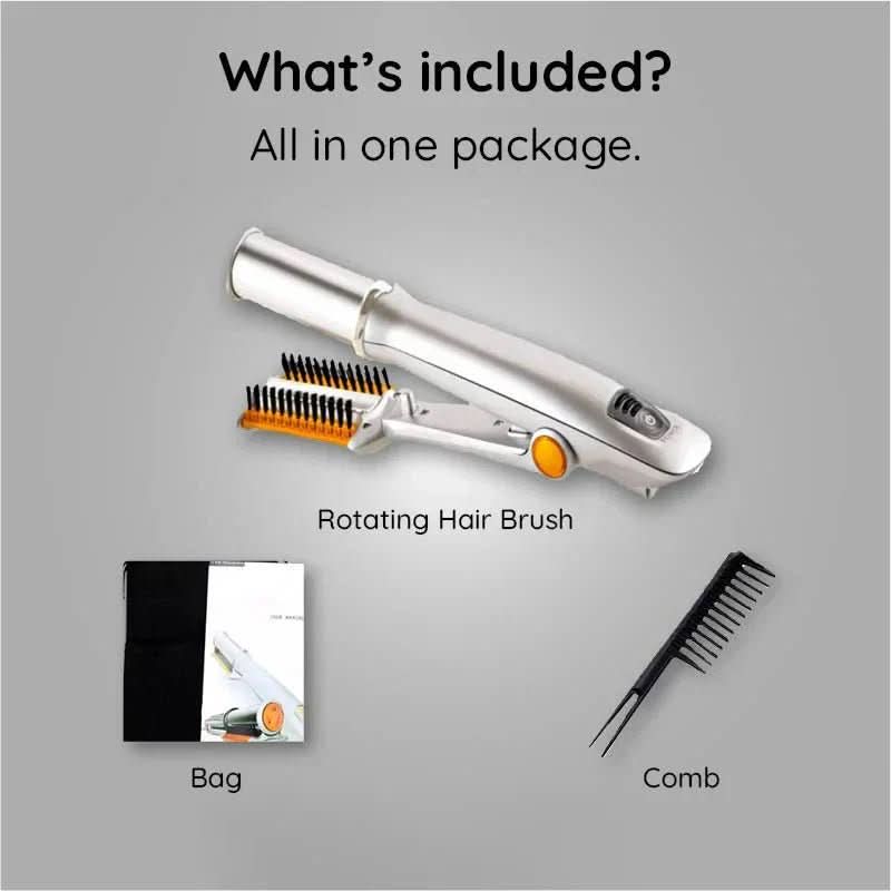 Cepillo para cabello giratorio 2 en 1 - Peinado y alisado - Diseño recargable