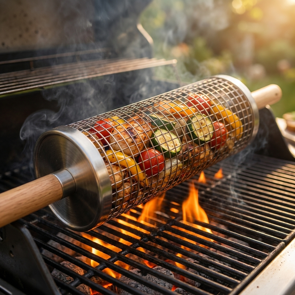 Cesta giratoria para barbacoa