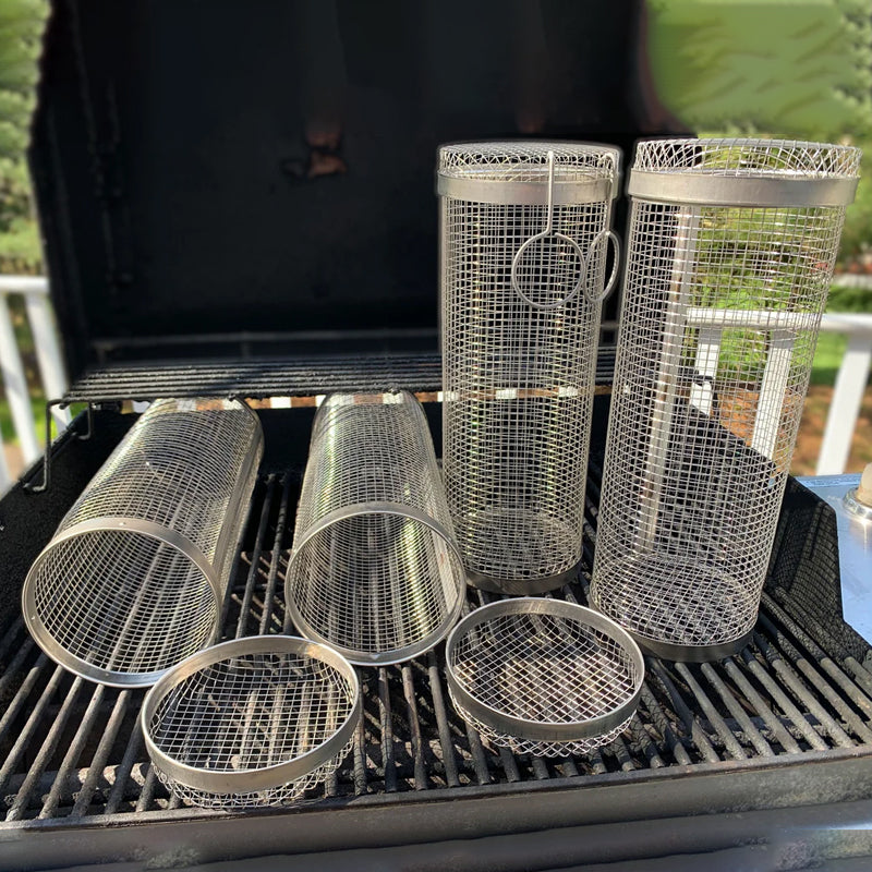 Cesta para barbacoa de acero inoxidable - Giratoria a 360° para una cocción uniforme