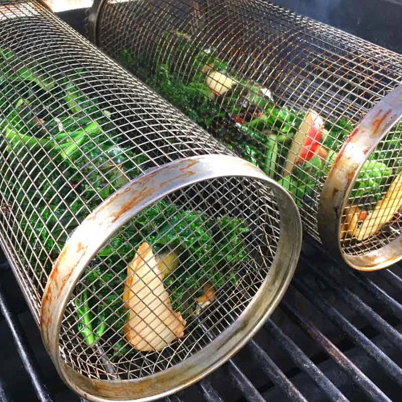 Cesta para barbacoa | Rotación de 360° | Calor uniforme | Diseño de acero inoxidable