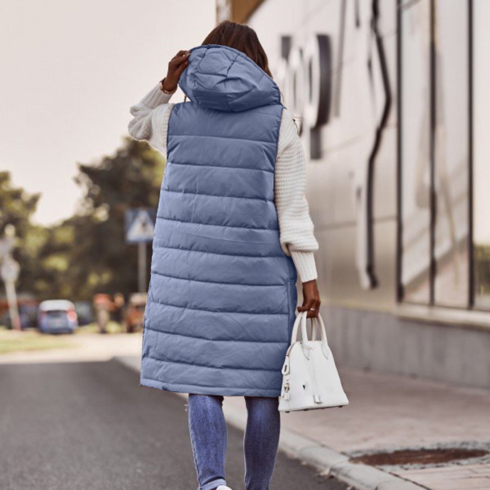 Chaleco acolchado con capucha para mujer