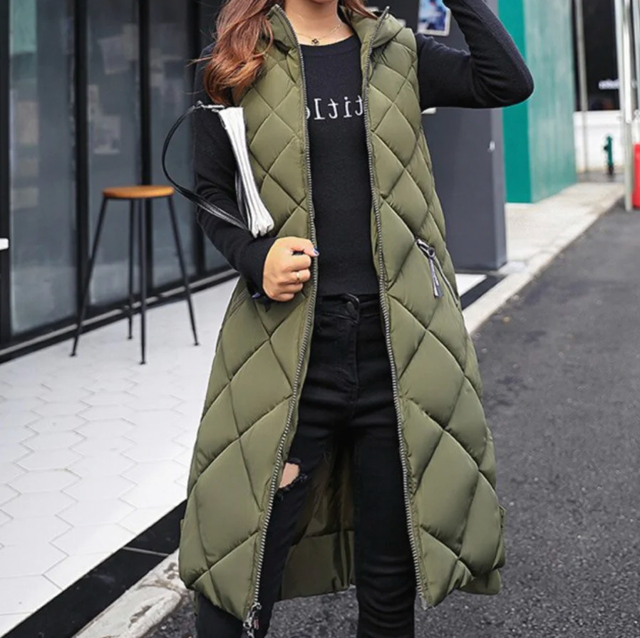 Chaleco acolchado largo para mujer