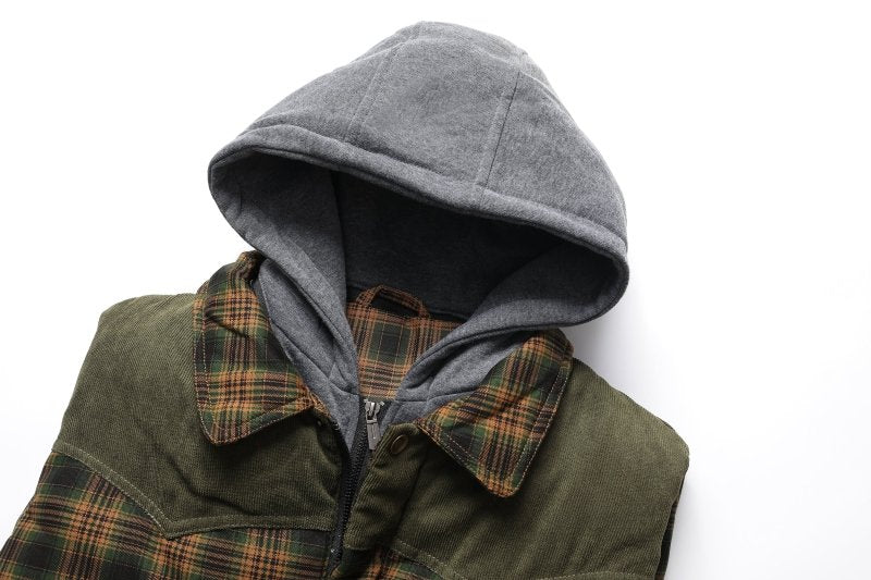 Chaleco Acolchado para Hombre con Capucha y Diseño a Cuadros