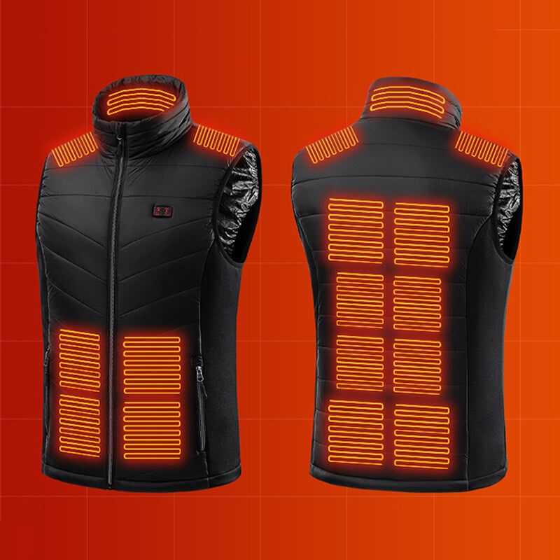 Chaleco calefactable de grafeno con zonas de calor y recargable por USB | Negro
