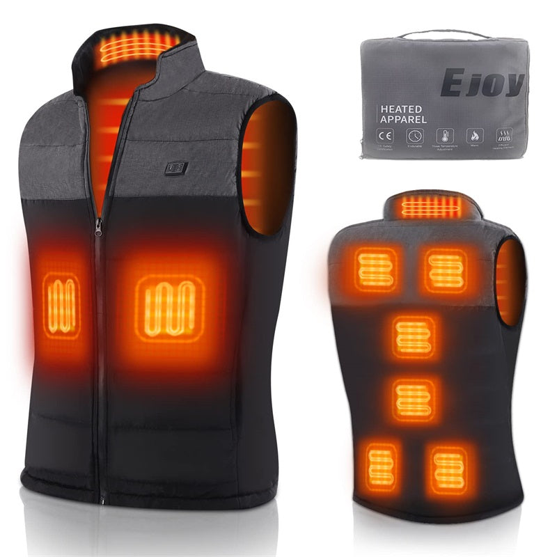 Chaleco calefactable de grafeno con zonas de calor y recargable por USB | Negro