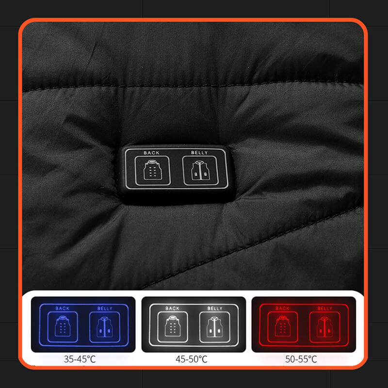 Chaleco calefactable de grafeno con zonas de calor y recargable por USB | Negro