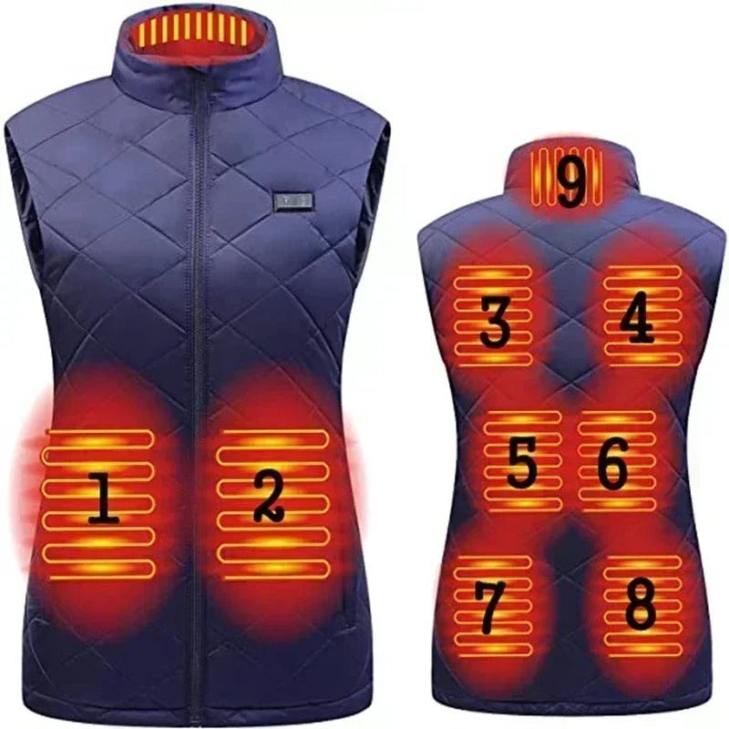 Chaleco calefactable para mujer con 9 zonas de calor