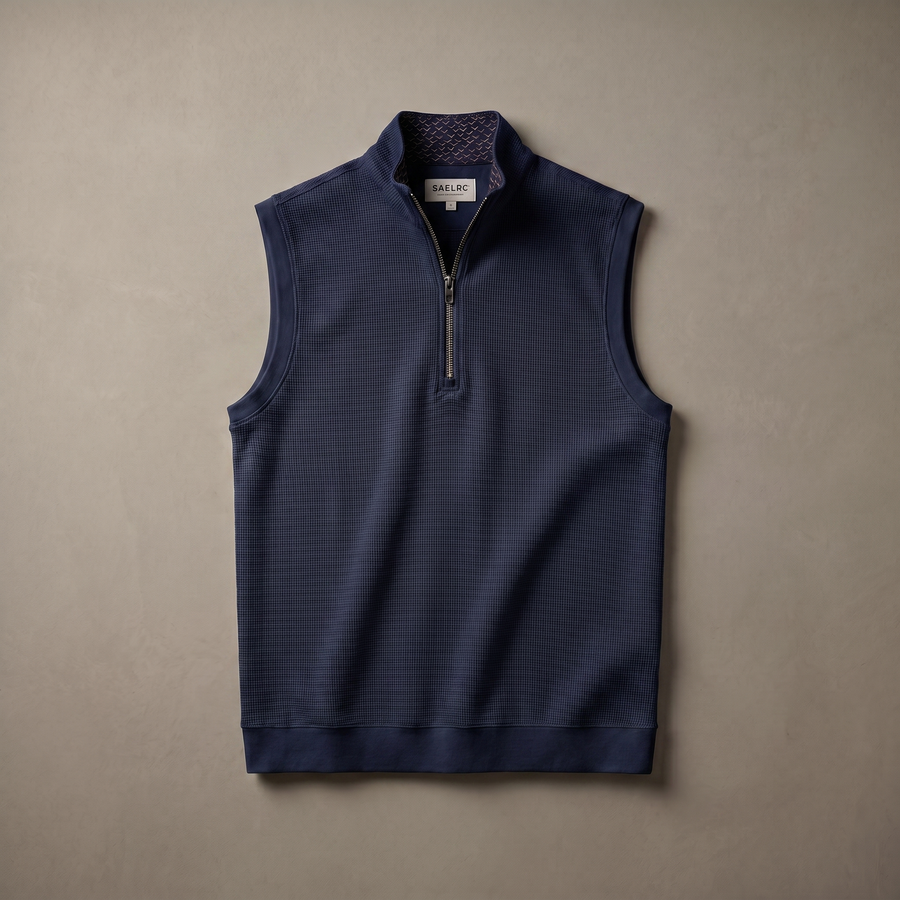 Chaleco de golf para hombre en stretch con cremallera de cuarto | Prenda funcional impermeable y transpirable