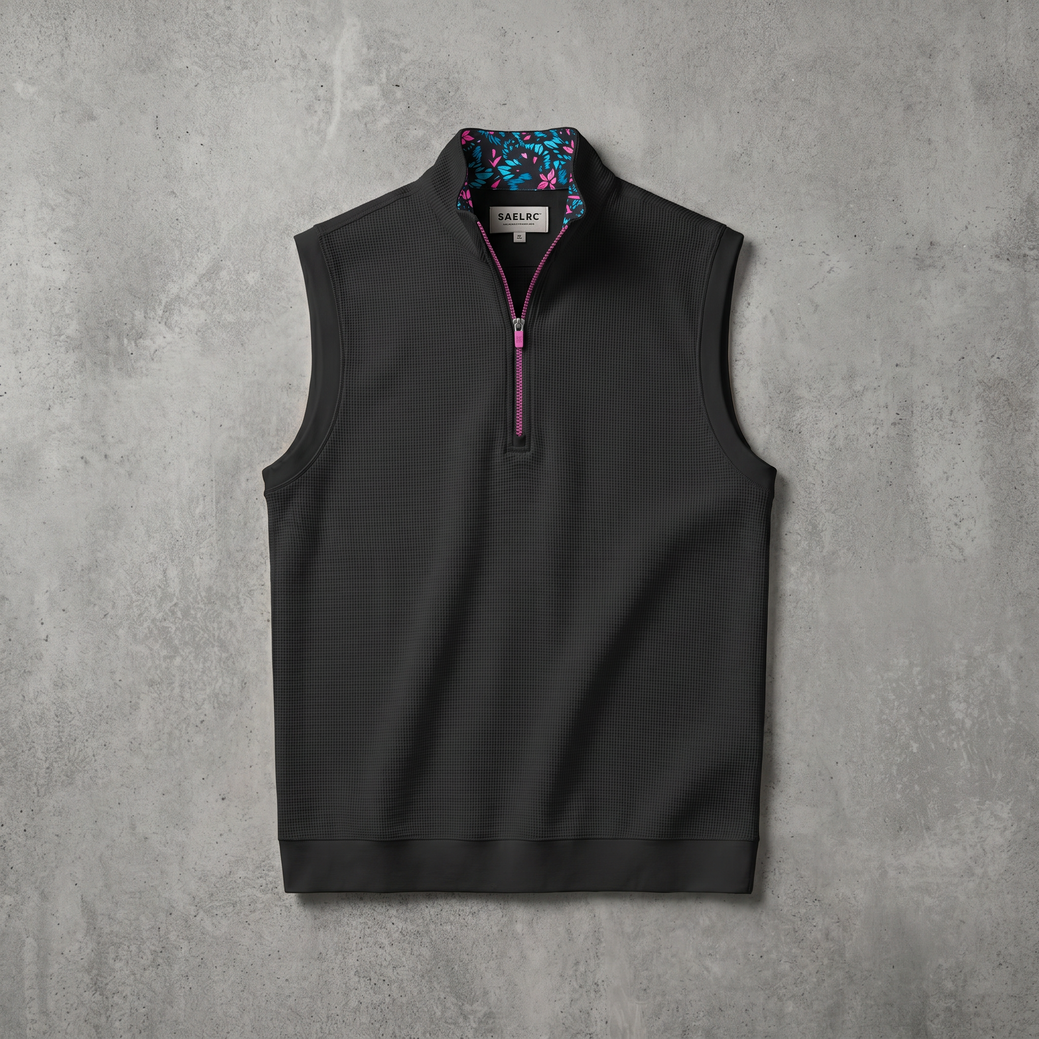 Chaleco de golf para hombre en stretch con cremallera de cuarto | Prenda funcional impermeable y transpirable