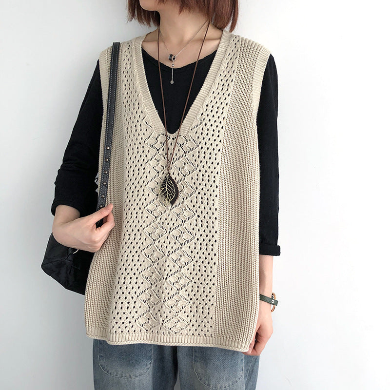 Chaleco de punto mujer oversized estilo casual elegante