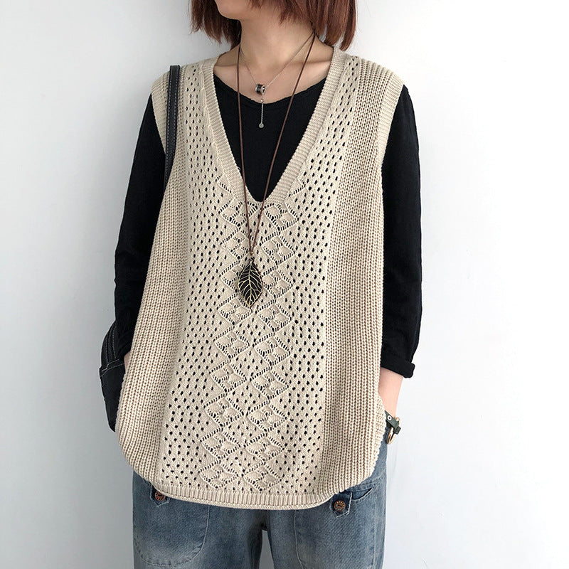 Chaleco de punto mujer oversized estilo casual elegante