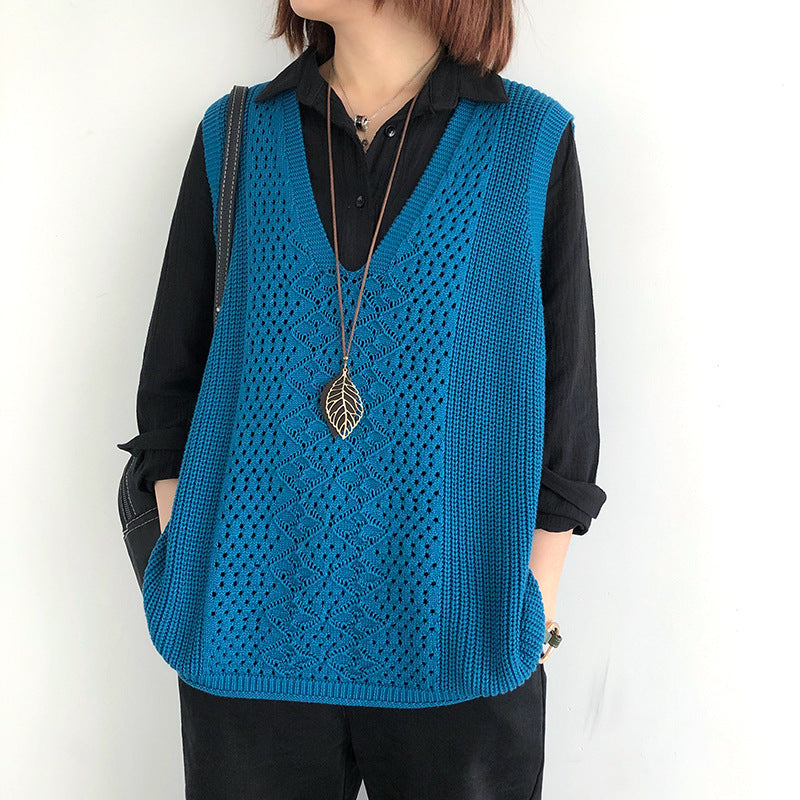 Chaleco de punto mujer oversized estilo casual elegante