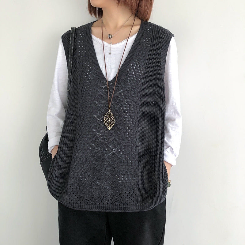 Chaleco de punto mujer oversized estilo casual elegante