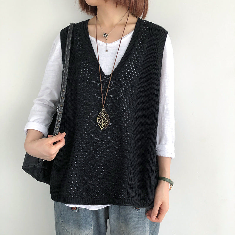 Chaleco de punto mujer oversized estilo casual elegante