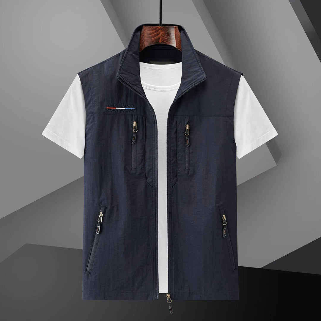 Chaleco ligero para hombre para exterior con múltiples bolsillos