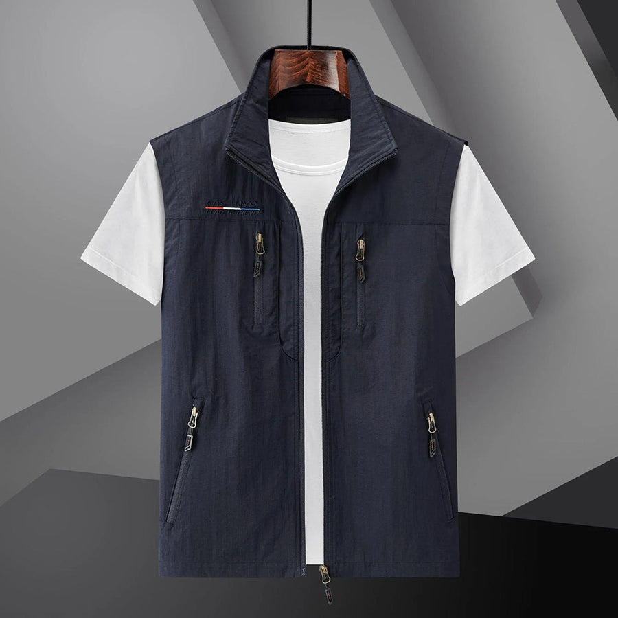 Chaleco ligero para hombre para exterior con múltiples bolsillos