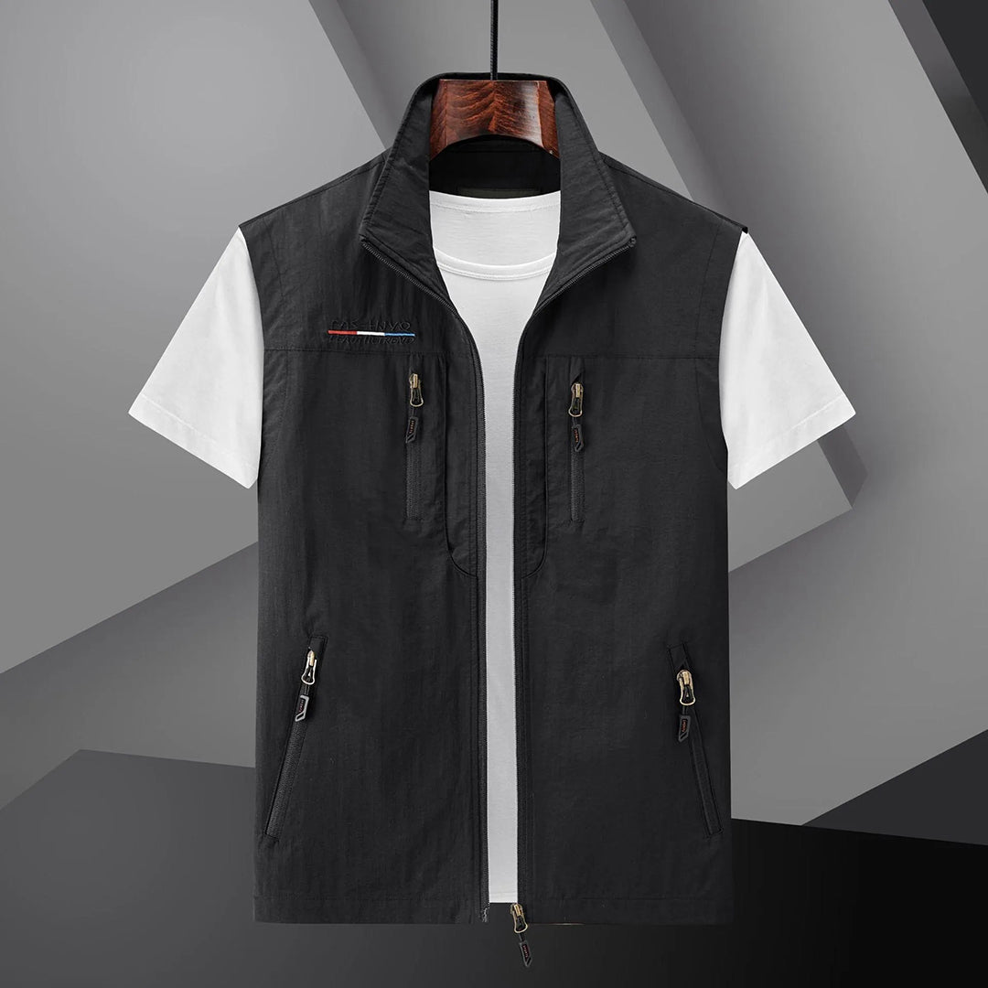 Chaleco ligero para hombre para exterior con múltiples bolsillos