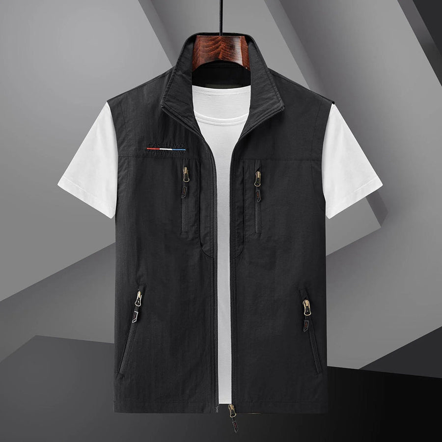 Chaleco ligero para hombre para exterior con múltiples bolsillos