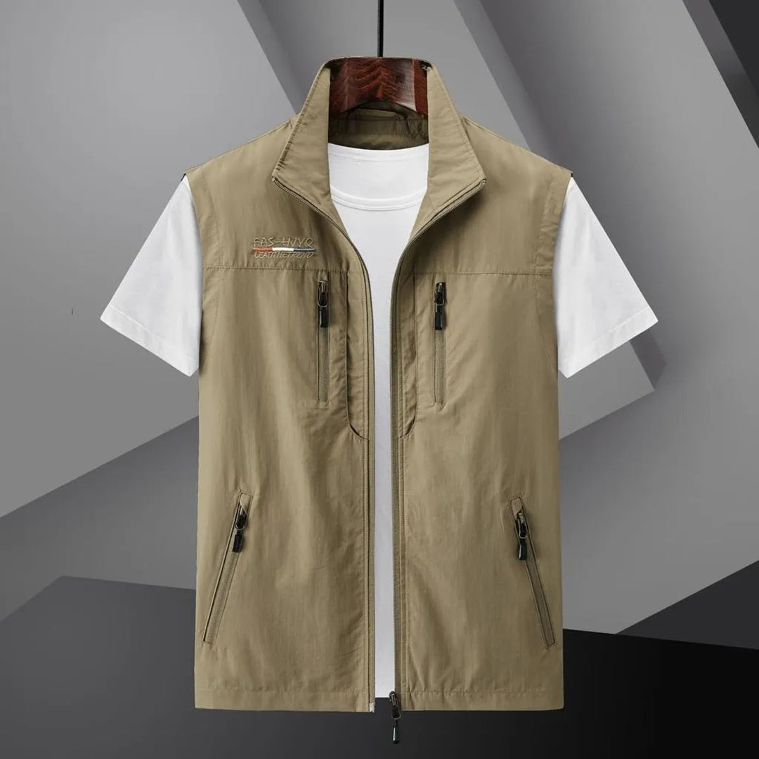 Chaleco ligero para hombre para exterior con múltiples bolsillos