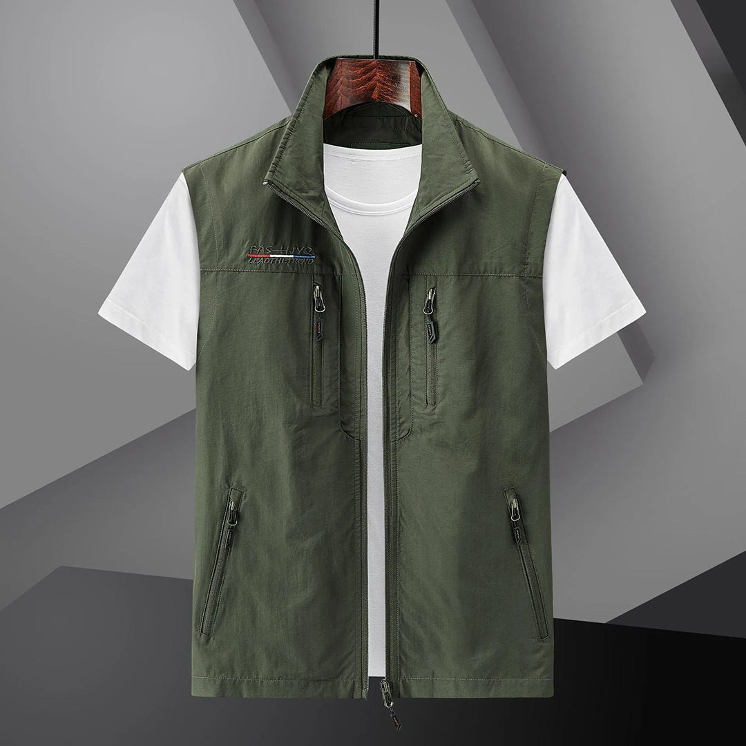 Chaleco ligero para hombre para exterior con múltiples bolsillos